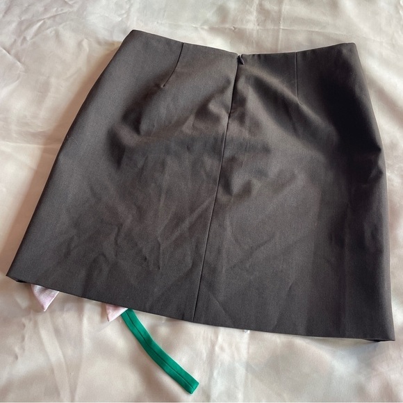 Sandy Liang- Brown Mid Skirt with Rose Bow Detail Size 0 Designer Spring Fashion - Picture 7 of 9